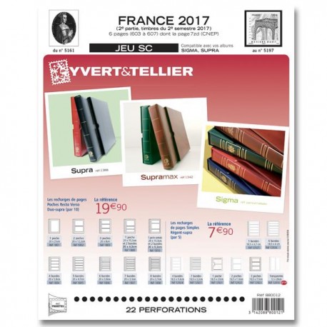 Jeu  SC France 2017 2ème semestre YVERT ET TELLIER