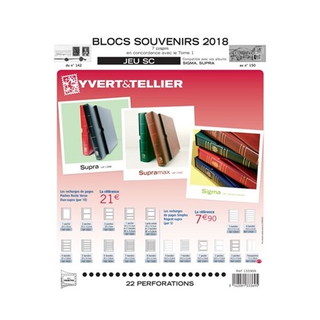 Jeu SC Blocs souvenirs 2018 YVERT ET TELLIER