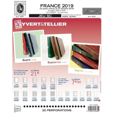 Jeu  SC France 2019 2ème semestre YVERT ET TELLIER
