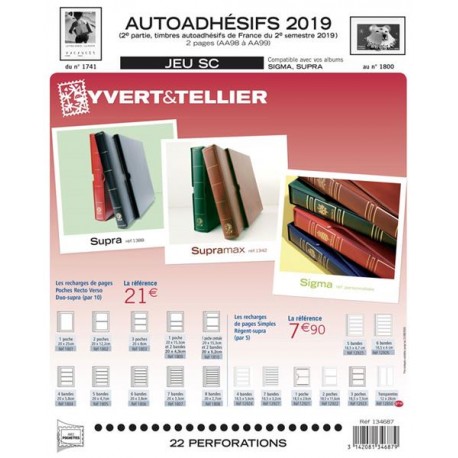 Jeu SC France 2019 Auto adhésifs 2ème semestre YVERT ET TELLIER