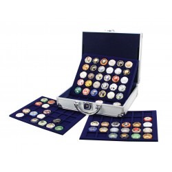 Coffret en simili cuir bleu vide pour 10 plateaux