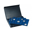 Coffret en simili cuir bleu pour 128 pièces de monnaie