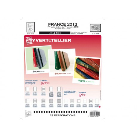 Jeu France 2012 -1er semestre SC YVERT ET TELLIER