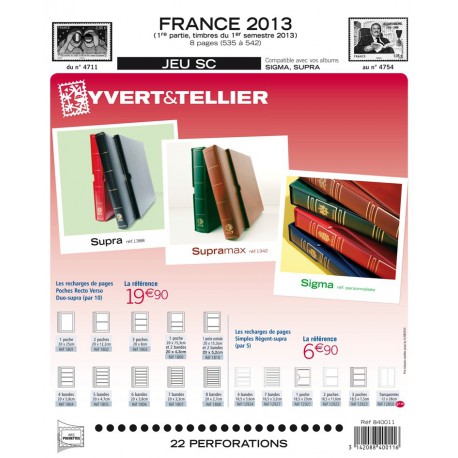 Jeu France 2013 -1er semestre SC YVERT ET TELLIER