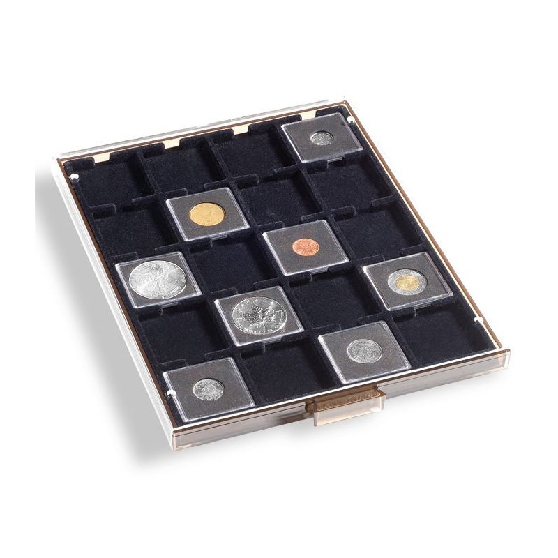 Capsules Carrées Pour Pièces De Monnaie - Lot De 20 - Type B Avec Coussinets Réglables - Acrylique Transparent