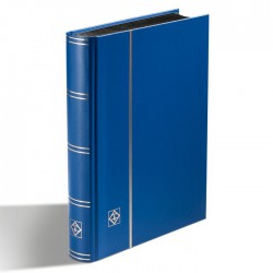 Classeur album pour timbres A4 premium, 64 pages noires, avec etui,  couverture ouatinée en cuir