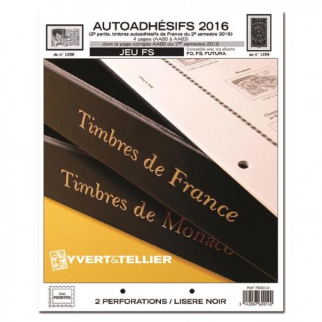 Jeu France FS 2016 2ème semestre Auto adhésifs YVERT ET TELLIER