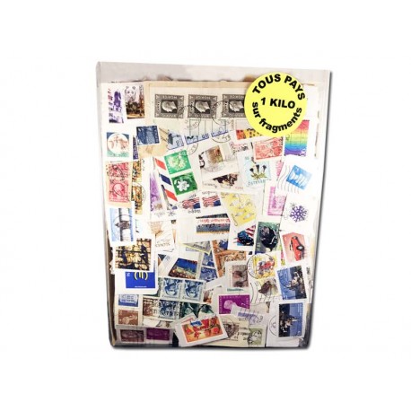 1 kilo de timbres du monde sur fragment