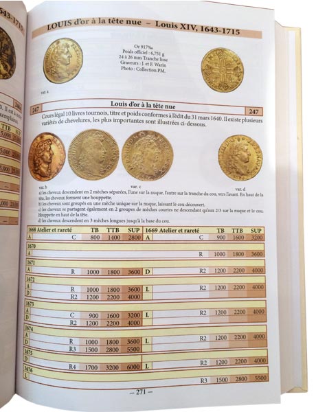 exemple d'intérieur du livre Gadoury monnaie royales partie or