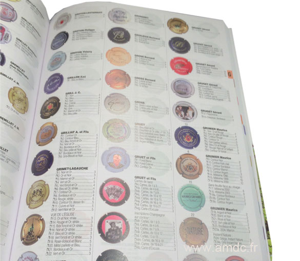 page intérieur du catalogue lamert 2017 avec cotation des plaques de muselet de champagne